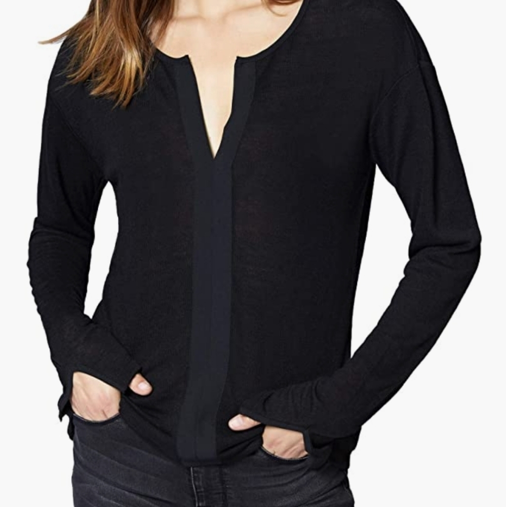 Sanctuary Women's Hanna Split Neck Long Sleeve Sweater